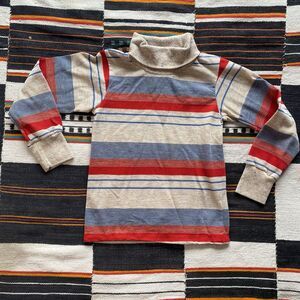 Vintage 70’s Striped Turtleneck Kids Long Sleeve Shirt. Size 4. Polycotton.